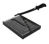 Coupe-papier A4 avec base métallique, massicot à levier avec guide-papier magnétique et protection de sécurité, poignée ergonomique pour papier, cartes, photos, vinyle, capacité de 12 feuilles, Noir