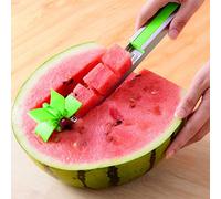 Coupe-pastèque - Moulin à vent automatique en acier inoxydable - Outil de cuisine pour fruits et légumes - Vert