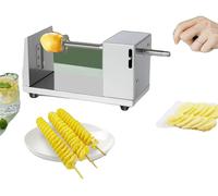 Coupe-patates en spirale, acier inoxydable durable, utilisation manuelle, argent