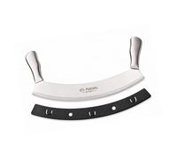 Coupe-Pizza Mezzaluna 30,5 cm Inox - Couteau Berceau Pizza & Herbes | Couteau à pizza berceau en acier inoxydable ; tranche pizza, herbes, légumes et tartes d'un seul geste ; double poignée
