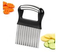 Coupe Pomme de Terre, Découpe Crantée Efficace, Manche Sécurisé | Coupe Frites Ondulé Acier Inoxydable Lame Pomme Terre Légume Fruit pour Cuisine et Maison