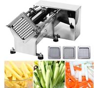 Coupe-Pommes de Terre Automatique, Machine à Frites Électrique Commerciale en Acier Inoxydable avec 3 Lames, Rendement 200-300 Kg/H, Commande à Un Bouton