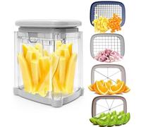 Coupe-pommes de terre, coupe-frites, coin de pomme terre 4 en 1 avec 4 lames, hachoir à presse manuelle avec récipient pour fruits et légumes