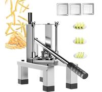 Coupe-pommes de terre manuel, hachoir à légumes commercial, 420 lames en acier au carbone, 3 tailles de lame (7/10/14 mm), hauteur 390 mm, idéal pour un usage domestique et restaurant