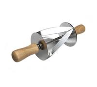 Coupe-rouleau à croissant en acier inoxydable, outil de tranchage de pâte portable avec poignée en bois pour pâtisserie à la maison