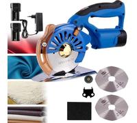 Coupe-Tissu électrique sans Fil, Vitesse Réglable, Poussée Manuelle, Rotative, pour Tissu, avec 2 Batteries 16,8 V 2500 Mah, pour Couper Fibres De Coton, Papier Ondulé, Soie, CU, 125mm