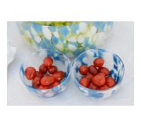 Coupelle bleue et blanche en verre