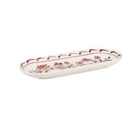 Coupelle en céramique blanche et motif floral bordeaux 10x2.5x25cm Blanc