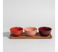 Coupelles apéritives (x3) en céramique et plateau en bois d'acacia 11.5x6x11.5cm Violet