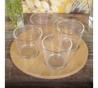 Coupelles dorées avec plateau en bois - lot de 4