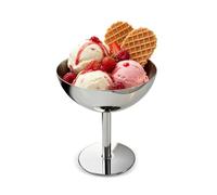 Coupes à Glace en Acier Inoxydable 304, Coupelles à Dessert 180ml, Coupes Sundae avec Pied pour Salade de Fruits, Mousse, Pudding, Milkshake - Argent