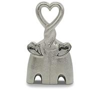Couple d'éléphants - Figurine décorative d’éléphant en céramique - Statuette décorative comme Symbole d'amour et d'affection - Décoration Moderne en Argent