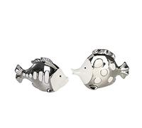 Couple d'poisson porcelaine blanc/argent pour salle de bains