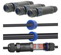 Coupleur câble électrique, CTRICALVER 3pièces connecteur câble d'extension IP68, connecteurs diamètre câble Ø6mm-12mm, connecteurs électriques étanches avec bornier 3broches,connecteur câble en ligne