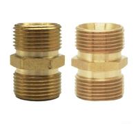 Coupleur femelle vers femelle en laiton massif M22 x 1,5 pour tuyau de tuyau de 15 mm, adaptateur de joint doré pour nettoyeur haute pression de jardin, pièces de machine à laver de voiture (M22 x 14