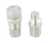 Coupleur Hydraulique pour plateau Plat NPT 3/8" Fuite Coupleur((G1/4)) | Acier galvanisé , verrouillage par bille, étanchéité parfaite, pour systèmes haute pression, montage rapide