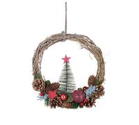 Couronne à suspendre sapin nature traditionnelle 35 cm en osier