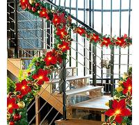 Couronne Artificielle De Noël, Guirlande LED Décorative pour Sapins, Cheminées, Escalier Intérieur Extérieur (2m+10 Lumières+Synchronisation)