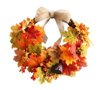 Couronne Automne,Deco Automne Interieur, Couronne De Porte Halloween,LED 40 Cm Couronne De Porte Automne avec Baies Et Feuilles D'éRable Citrouille (A)