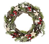 Feeric Lights & Christmas – Couronne de Noël Ferme aux sapins Bois étoiles dorées – 30 cm