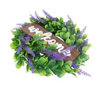 Couronne Créative Élégante en Plastique et Bois, Décoration Murale | Design Lavande Imitation, pour Porte D’entrée et Vitrine de Boutique, Vert, Style Chic