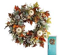 Couronne D’Automne pour Porte D’entrée | 45cm Décoration Automne | Halloween Thanksgiving Guirlandes Citrouilles Artificielles, Déco Mur Table Salon