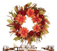 Couronne d'automne - Couronne de porte de récolte, couronnes de feuilles d'érable, couronnes d'hortensias d'automne artificielles pour extérieur | Accessoires d'ambiance de vacances pour mur