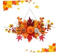 Couronne d'automne - Halloween - Orange - Paille - Décoration extérieure
