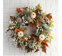 Couronne d'automne pour porte d'entrée, feuilles d'érable, citrouille d'automne, 45 cm, couronne d'Halloween, couronnes de Thanksg1
