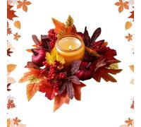 Couronne de bougies d'automne | Couronne de bougies pilier - Guirlande de feuilles d'érable, citrouilles, baies - pour ferme, automne, Thanksgiving, Halloween, mariage, centre de table, armoire, porte