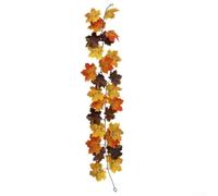 Couronne de feuilles d'érable d'automne en rotin artificiel 1 m (jaune café)