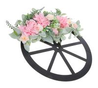 Couronne de Fleurs de Roue pour Printemps, Décor Mur | Feuillage Vert Artificiel, Tissu et Bois, Usage Vitrine Photo, Porte D’entrée et Jardin