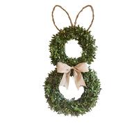 Couronne de fleurs en forme de lapin avec nœud pour porte d'entrée | Couronne de fleurs avec décoration saisonnière pour la maison et les fêtes, décoration de jardin pour porte d'entrée