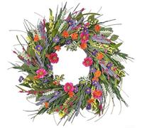 Couronne de fleurs en soie de 55,9 à 61 cm, vigne florale verte printanière pour décoration murale de porte d'entrée, guirlande artificielle à suspendre pour intérieur ou extérieur, jardin, fête