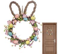 Couronne De Lapin De Pâques - Guirlande Verticale De 40,6 Cm Avec Silhouette De Lapin, Décoration De Ferme En Forme D'œuf Artificiel Coloré, Cintre De Porte Festif, Panneau De Bienvenue Pour Porc