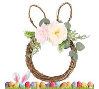 Couronne de lapin de Pâques pour porte d'entrée, décoration de bienvenue en forme de lapin, couronne de lapin de Pâques pour porte d'entrée - pour extérieur, intérieur, fenêtre, mur, salon, chambre