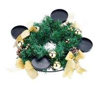 Couronne de l'Avent avec ornements dorés & 4 bougies à LED Vert G