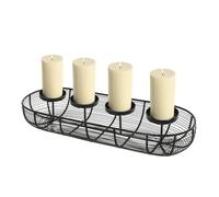 Couronne de l'Avent en métal noir - 50 cm - Bougeoir de l'Avent avec panier - Décoration de table pour Noël, l'Avent, l'hiver, la table