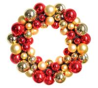 Couronne de Noël 14 Pouces Couronne de Boule d'or Rouge Brillant couronnes décoratives suspendues pour fenêtre cheminée Murale Porte d'entrée - Boule Noël