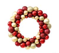 Couronne de Noël à suspendre à une porte - Rouge doré - 35 cm | Boules de couronne de vacances pour intérieur et extérieur - Décoration saisonnière d'hiver durable et réutilisable