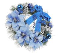 Couronne de Noël Artificielle Bleue 30cm en Plastique, Ronde, à Suspendre