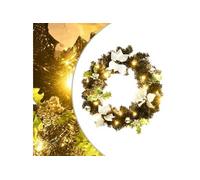 vidaXL Couronne de Noël avec lumières LED Noir 60 cm PVC