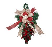 Couronne de Noël - Couronne de baies rouges de 152,4 cm, couronnnes d'eucalyptus, guirlande d'arbre à l'envers en polyester | Cournne de noël artificielle avec nœud de baies rouges de 60 cm, pour Fest