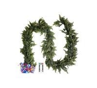 Couronne de Noël, couronne de Noël pré-éclairée de 2,5 m, guirlandes de Noël avec guirlandes de cèdre vert, décoration de Noël pour l'intérieur et l'extérieur, porte d'entrée, mur