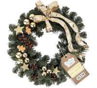 Creative Home Couronne de Noël Dorée | Diamètre 35 cm | Couronne de Porte | Decoration Noel Exterieur | Couronne de Noel Porte | Décoration Noel | Couronne de Noël Porte | Noel Decoration
