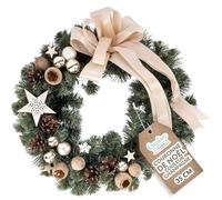 Creative Home Couronne de Noël Couleur Champagne | Diamètre 35 cm | Couronne de Porte | Decoration Noel Exterieur | Couronne de Noel Porte | Décoration Noel | Couronne de Noël Porte