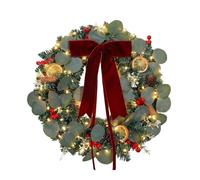 Couronne de Noël - Décoration illuminée de 11,8 Pouces avec présentoir déco | Couronne de Noël illuminée - Décoration saisonnière de 11,8 pouces | Ornement festif avec nœud décoratif pour mur de vacances