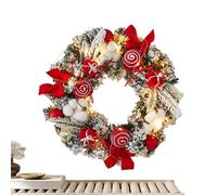 Couronne de Noël éclairée, festive éclairée, 30 x 30 x 5 cm, couronne de porte de Noël avec lumière, décoration de vacances d'intérieur ou d'extérieur, pour l'hiver, la maison, la cuisine, les