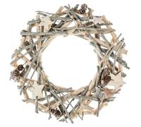 Couronne de Noël en bois et branches - Diam. 32 cm - Gris