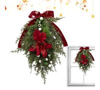 Couronne de Noël en forme de goutte, style maison de campagne, aiguilles de | Couronne de pin pour cheminée et mur pour ouverture de porte, cheminée, mur, entrée, ferme, cheminée, couloir, chalet